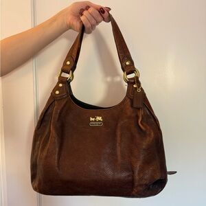 Coach Madison Maggie Brown Leather Shoulder Bag